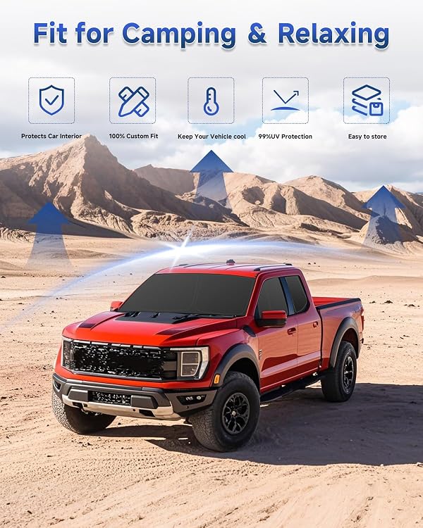 6PCS Window Shades for Ford F150 4-Door (2015-2025) Accessories – Full Coverage Sun Shade for Side Windows, Rear Triangular & Windshield – UV Protection & Privacy for Camping, Napping, Relaxing by RSACET - Used condition - Image 8