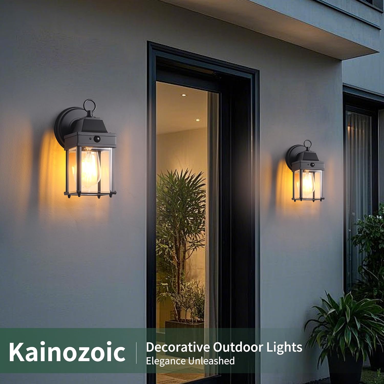Motion Sensor Dawn to Dusk Sensor Outdoor Wall Light Fixtures Waterproof Porch Lights Outdoor Anti-Rust Black Exterior Lighting Fixtures for House Front Door