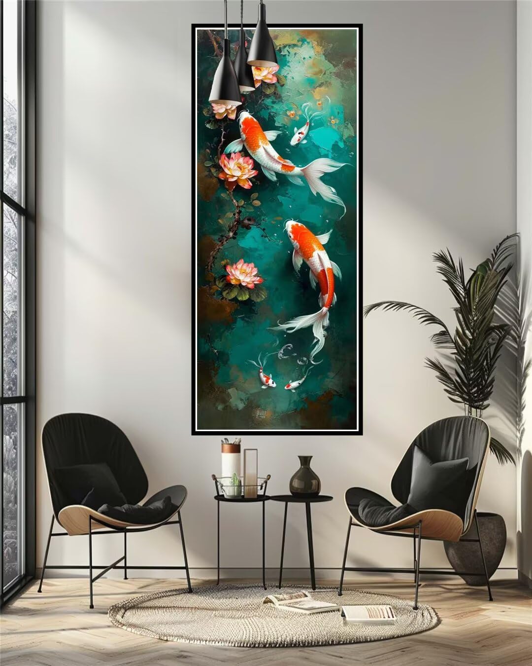 Peinture Numero Adulte Poisson, Koi Peinture par Numero Adulte Grand Format 90 X 45 cm, DIY Kits de Peinture au Numéro Pigment Acrylique Paint by Numbers Pour Maison Décor, Cadeau, (Sans Cadre)-YH586