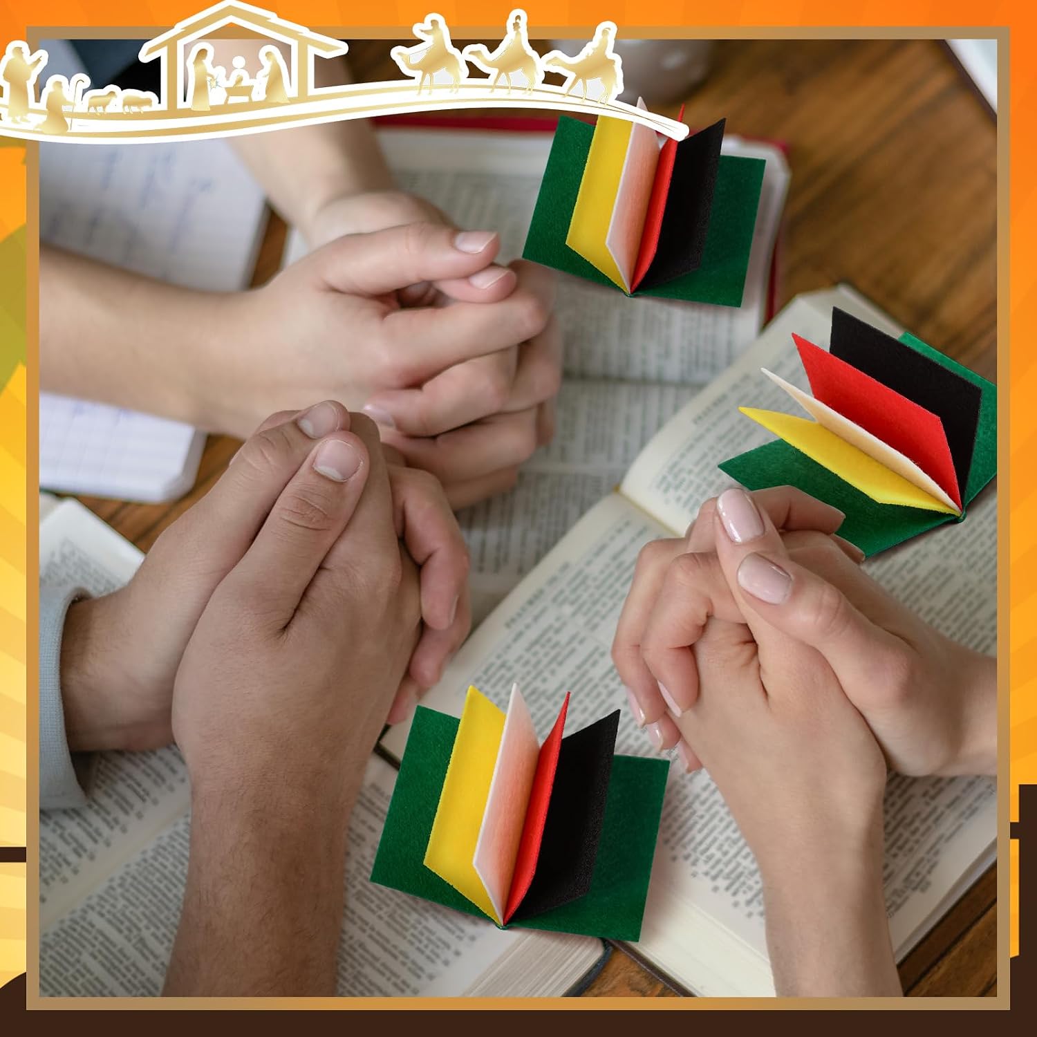 Skyygemm 24 Pcs Felt Wordless Book Plan of Salvation Interactive Book Gospel Tracts Green Black Red White Yellow 5 Color Jesus Booklet Bible Salvation Spiritual Christian Tool for Ministering Tool image 3