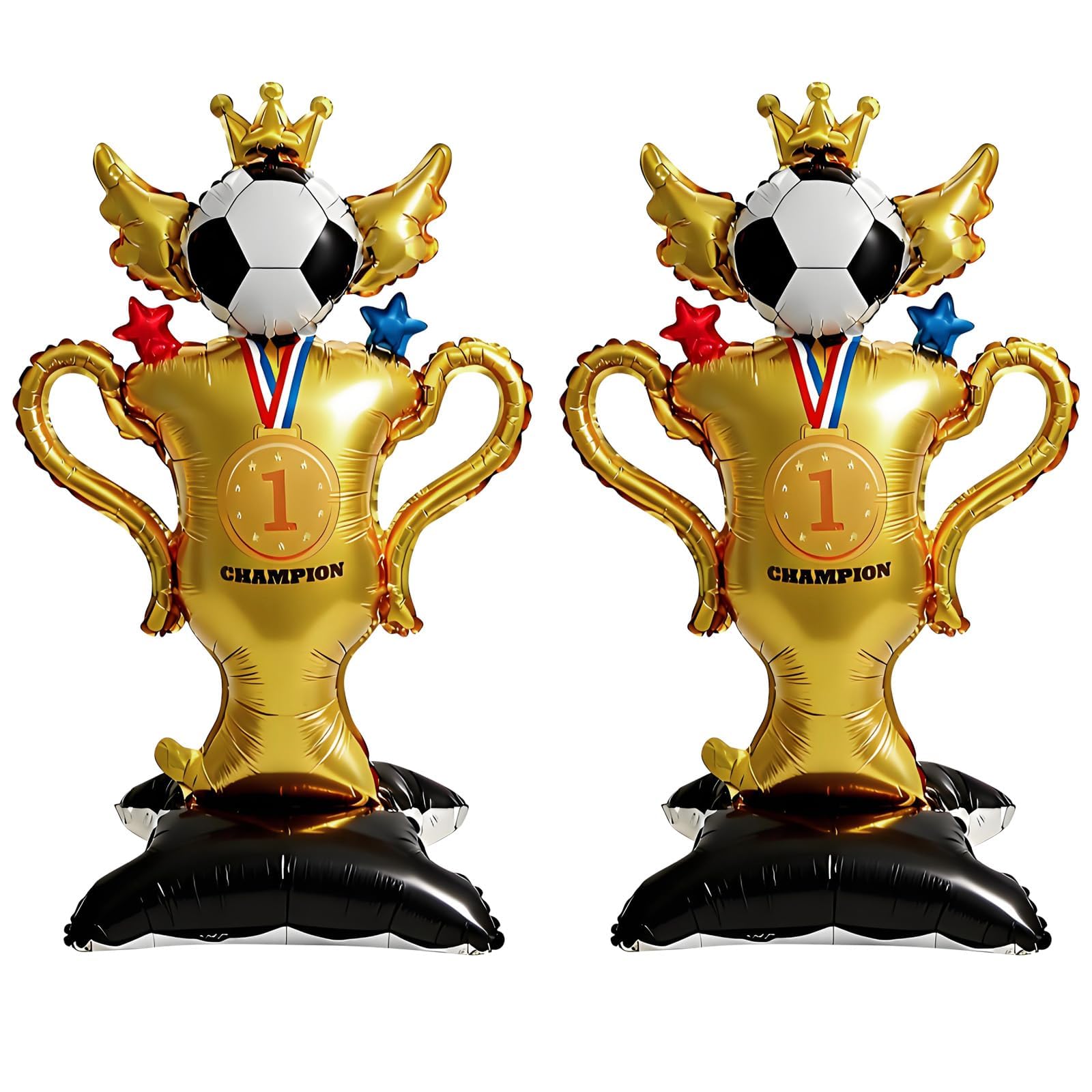 2Pcs Giant Standing Soccer Trophy Balloons, Soccer Balloon Arch Theme Party Decorations Supplies for Birthday Party Decorations Beautifully Designed Bright Colors