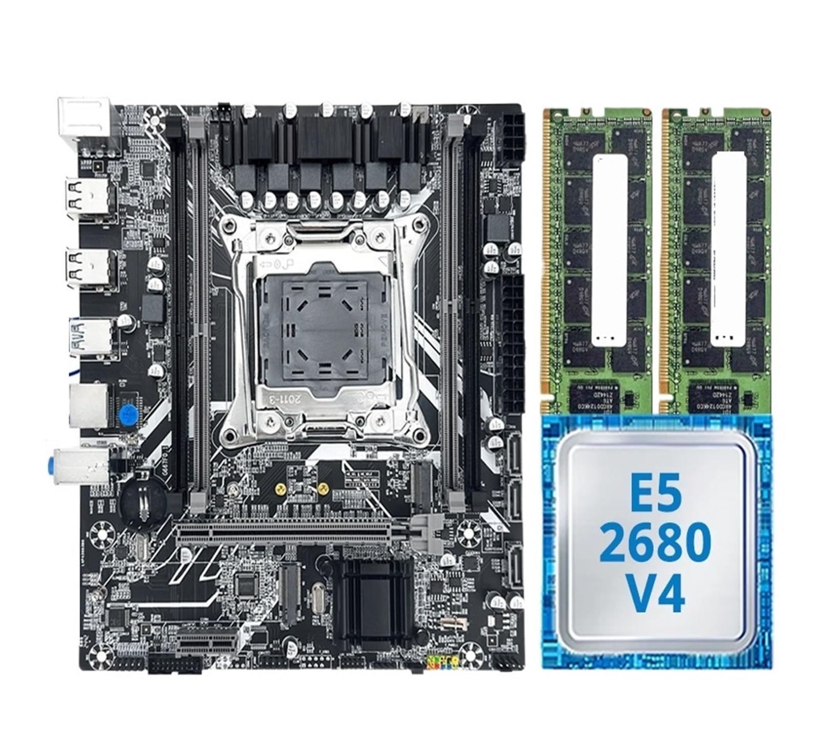 Placa Base for Juegos X99 con CPU Xeon E5 2680 V4 y Memoria DD4 de 32 GB (2 x 16 GB) a 2133 MHz, NVME M.2 3 for Ordenadores de Escritorio.(Motherboards)