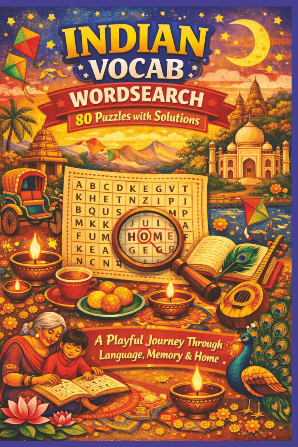 INDIAN VOCAB WORDSEARCH 80 Puzzles with Solutions: A Playful Journey Through Language, Memory & Home (Rohim's Indian Desi Puzzlers)