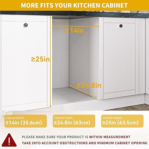 Miniatura 2 de Bote de basura extraíble de 37 cuartos de galón de largo con cierre suave para gabinetes de 14 pulgadas de ancho x 24.8 pulgadas de profundidad x 25