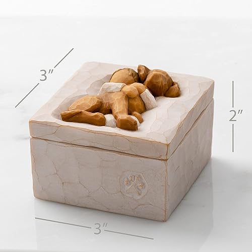 Miniatura 2 de Willow Tree Abrazo (perro dorado), caja de recuerdo esculpida pintada a mano