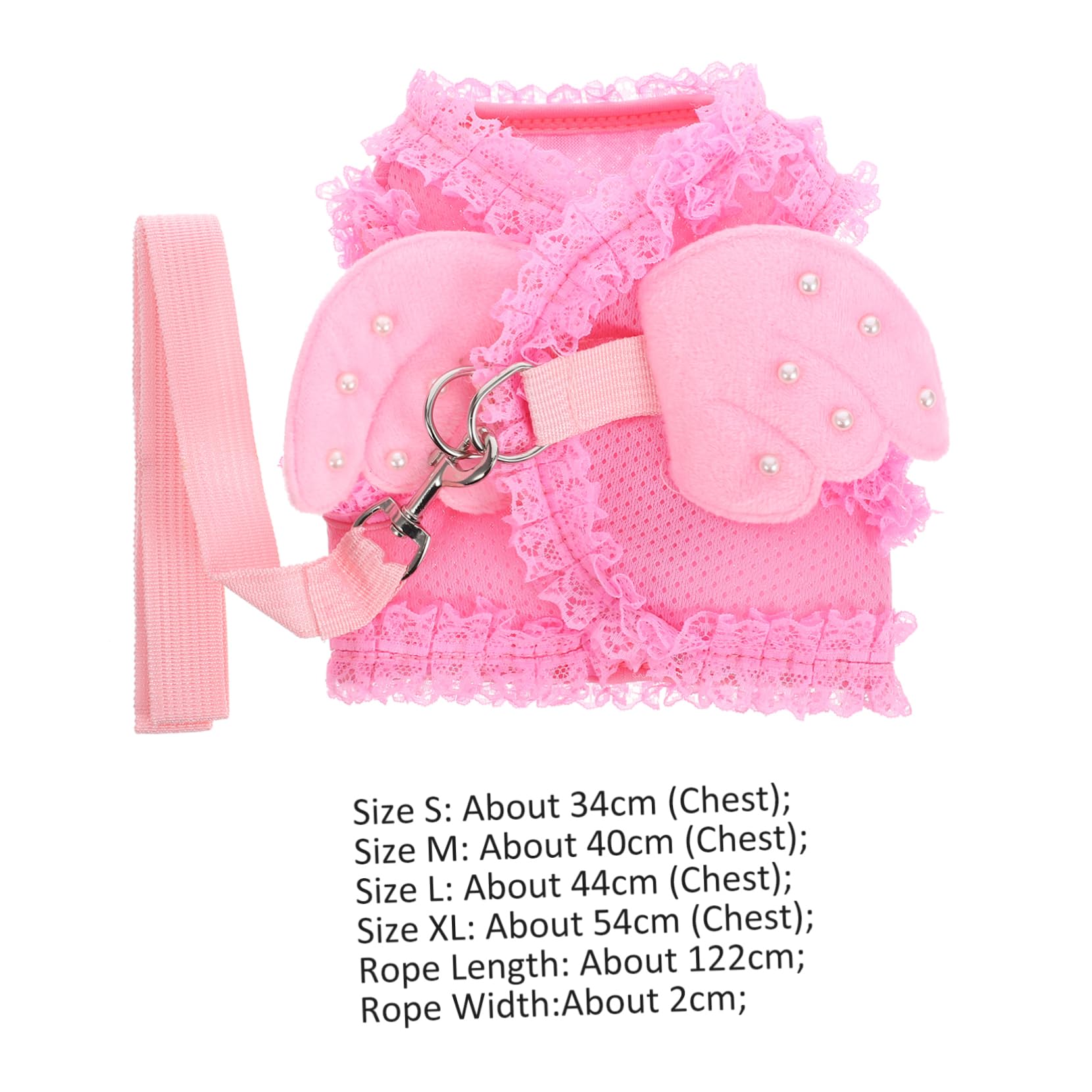 EXAOMBLE Adorable Angel Design Pet Harness for Dogs and Cats Lightweight and Comfortable Chest Strap Fashion Pink Color S Durable and Easy to Clean Random Traction Buckle Color