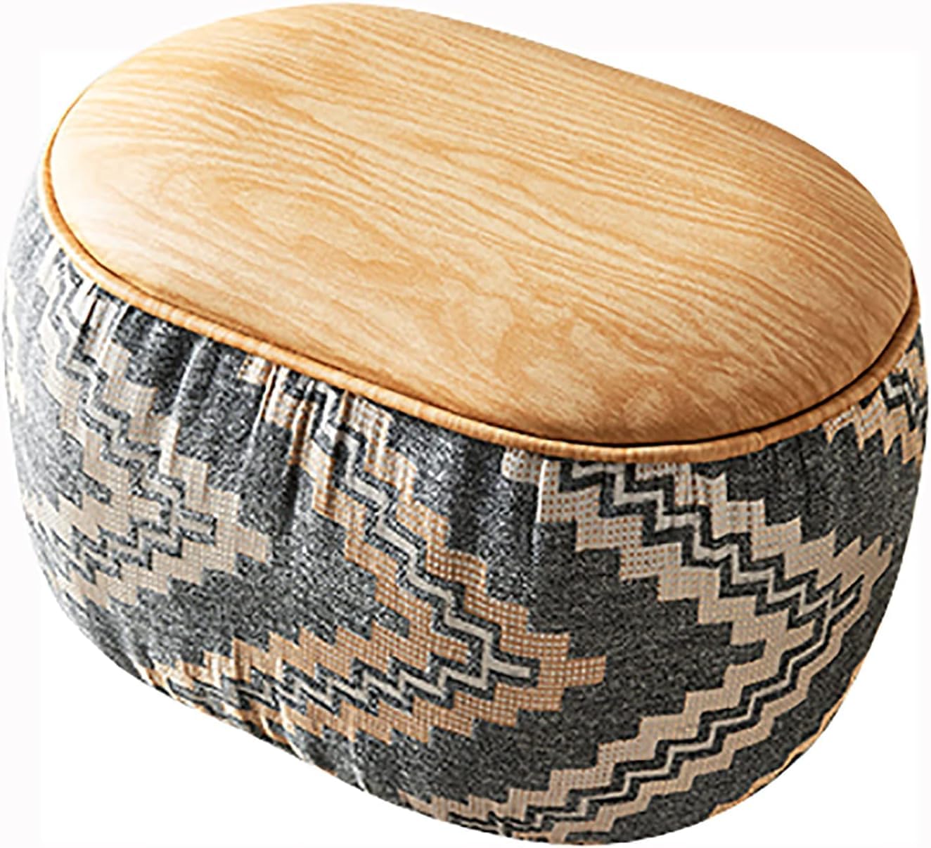 Siège en cuir haut de gamme pour ce pouf rond boho d'artisanat d'art en taille 20x13x15