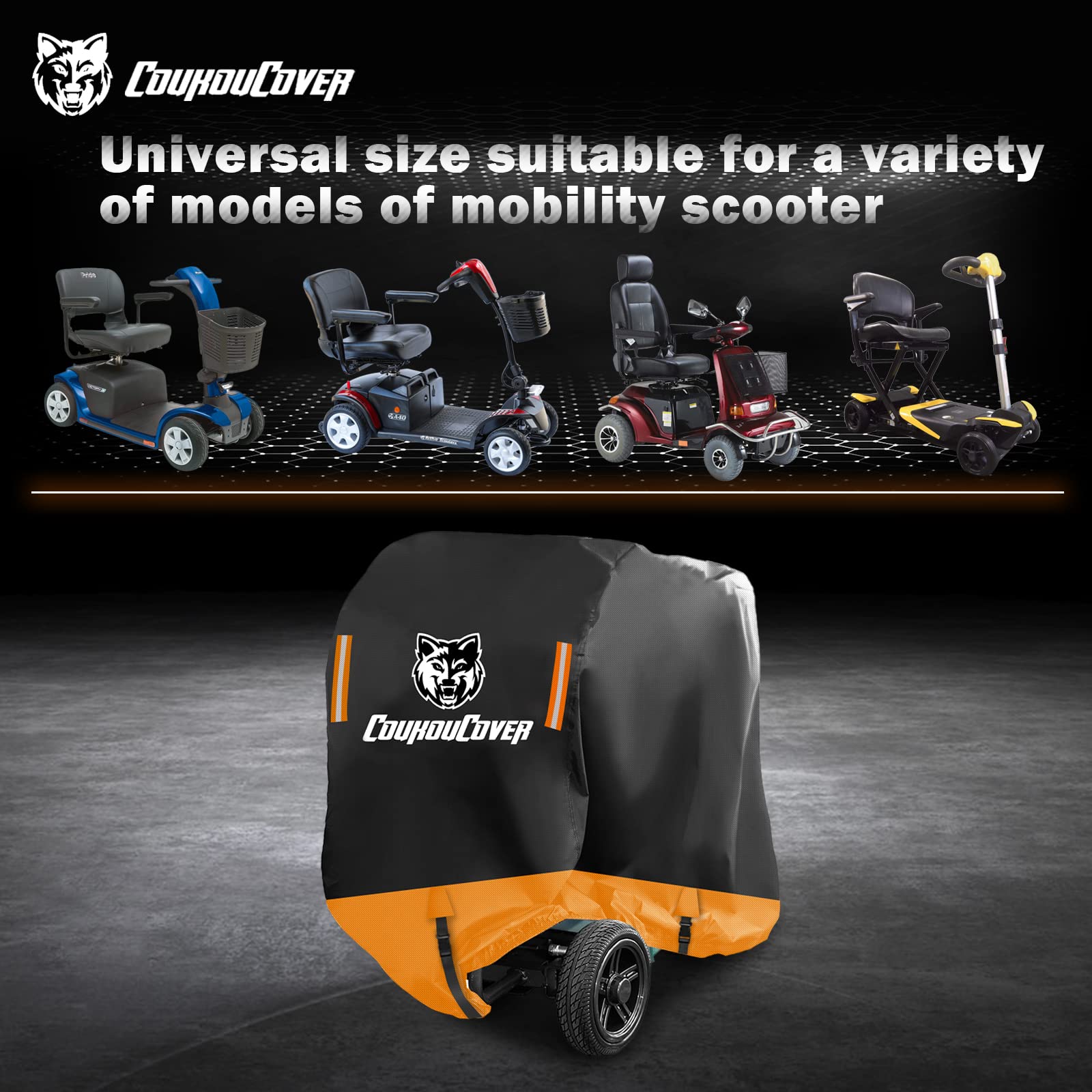 Funda de Almacenamiento para Scooter de Movilidad, Tela Oxford 600D, Impermeable y Duradera, Adecuada para 67 Pulgadas de Largo, con Tiras Reflectantes y Correas Triangulares Resistentes