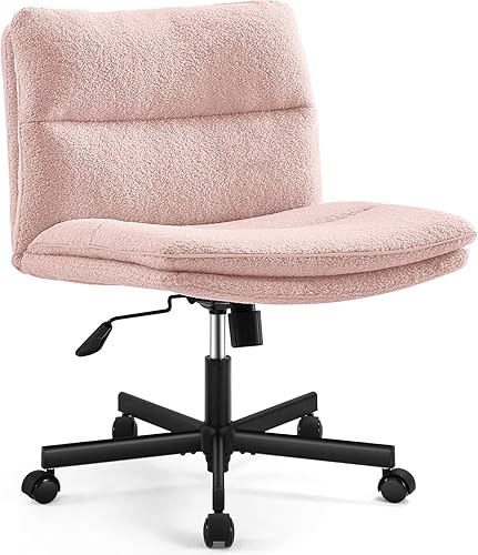 Miniatura 1 de EMIAH Silla de escritorio de oficina sin reposabrazos, sin ruedas, de piel sintética, espalda media, ergonómica, cómoda, ajustable, giratoria, con