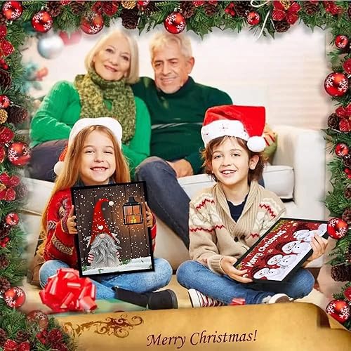 Miniatura 5 de Tiwabb Pintura de Navidad por números para adultos, linterna de gnomo por número para adultos principiantes, pintura al óleo de bricolaje, pinturas