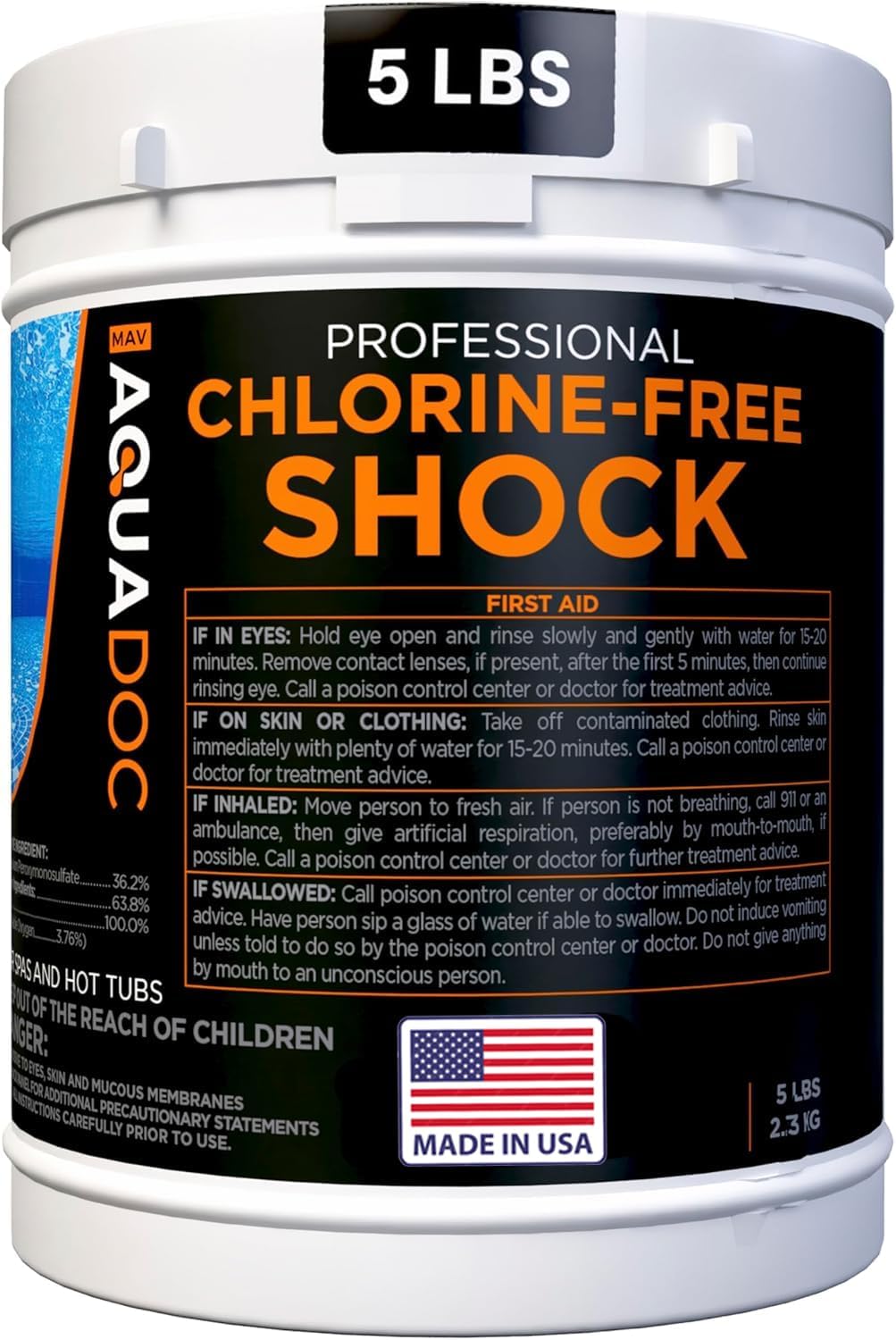 - Aquadoc Non-Chlorine Spa Shock for Hot Tub - Chlorine Free Treatment & Enhanced Shock to Assist Bromine - Suitable Oxidizer - 5lbs