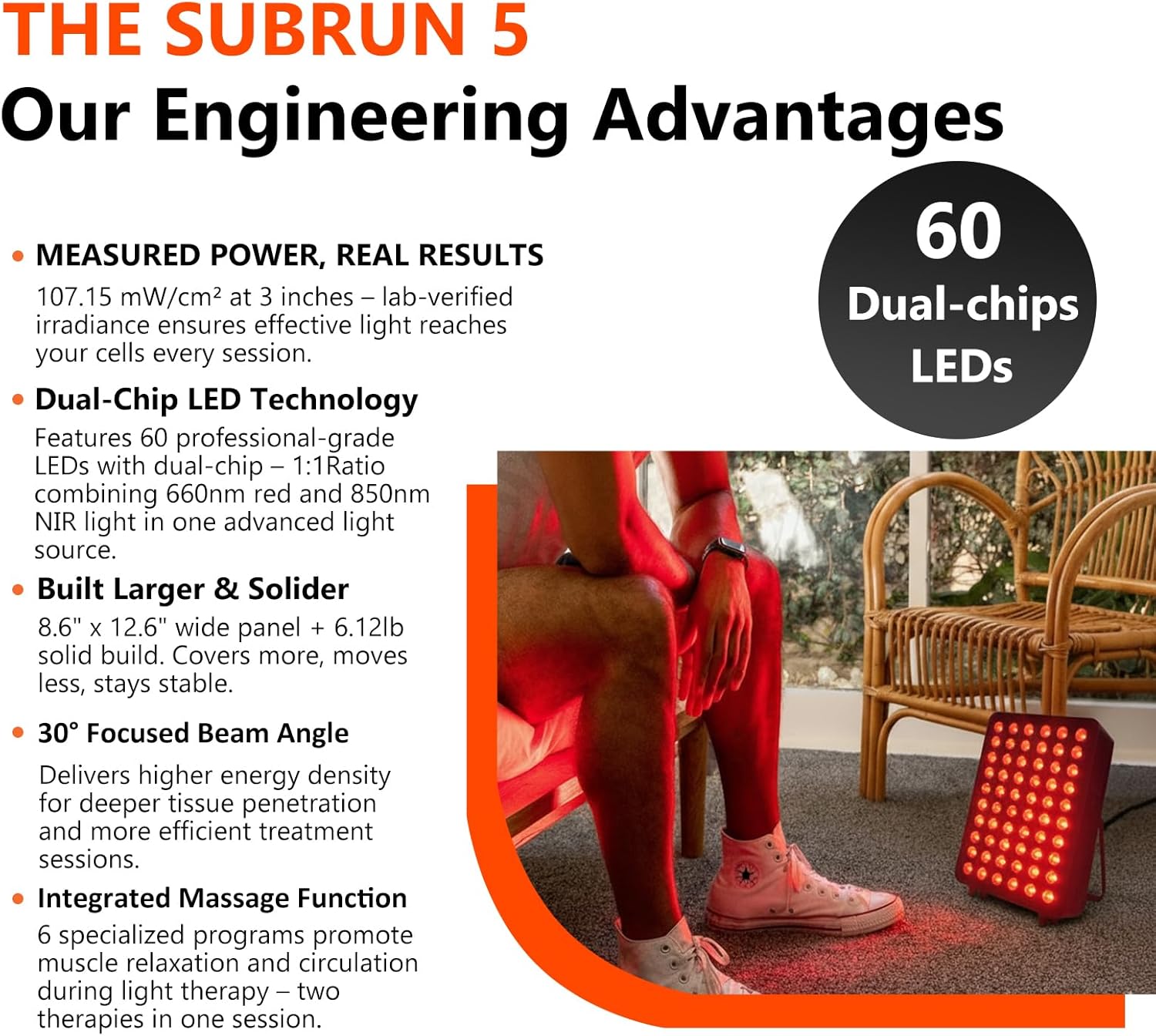 Red Light Therapy Panel, Dual Chip LED 660nm 850nm Near Infrared Light for Body & Face, High Power Red Light Therapy Device for Muscle Recovery, Joint Pain Relief, Skin Rejuvenation at Home