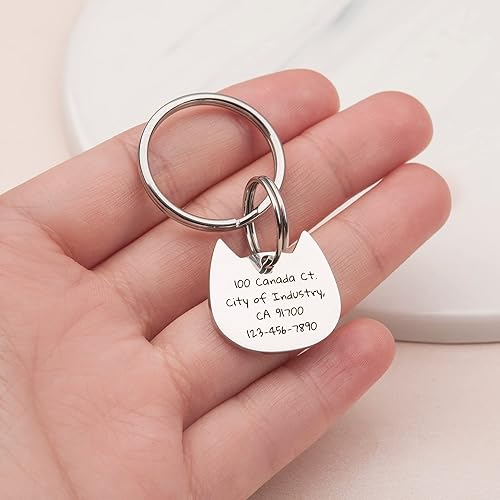 Miniatura 9 de Anavia Cat Head & Fish Shape Pet ID Tags, Personalized Funny Icon Design Cat Name Tag, Customized Gold Plated Glossy Stainless Steel Black Rainbow