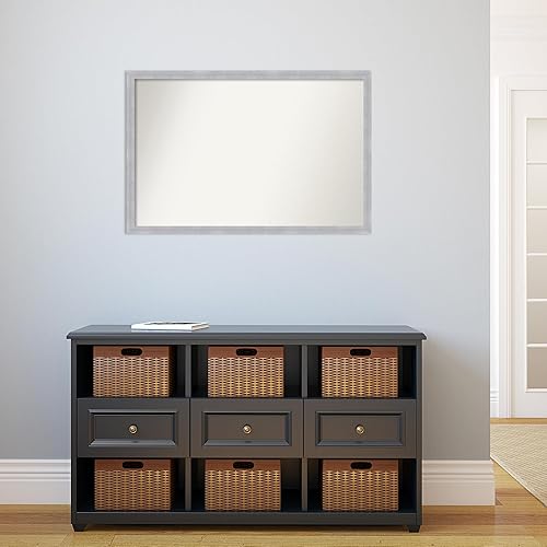 Miniatura 5 de Amanti Art Custom Mirror, Grace Brushed Nickel Narrow Bathroom Mirror, Wall Mirror or Bathroom Vanity Mirror Over Sink (24 x 36 in.) Non-Beveled