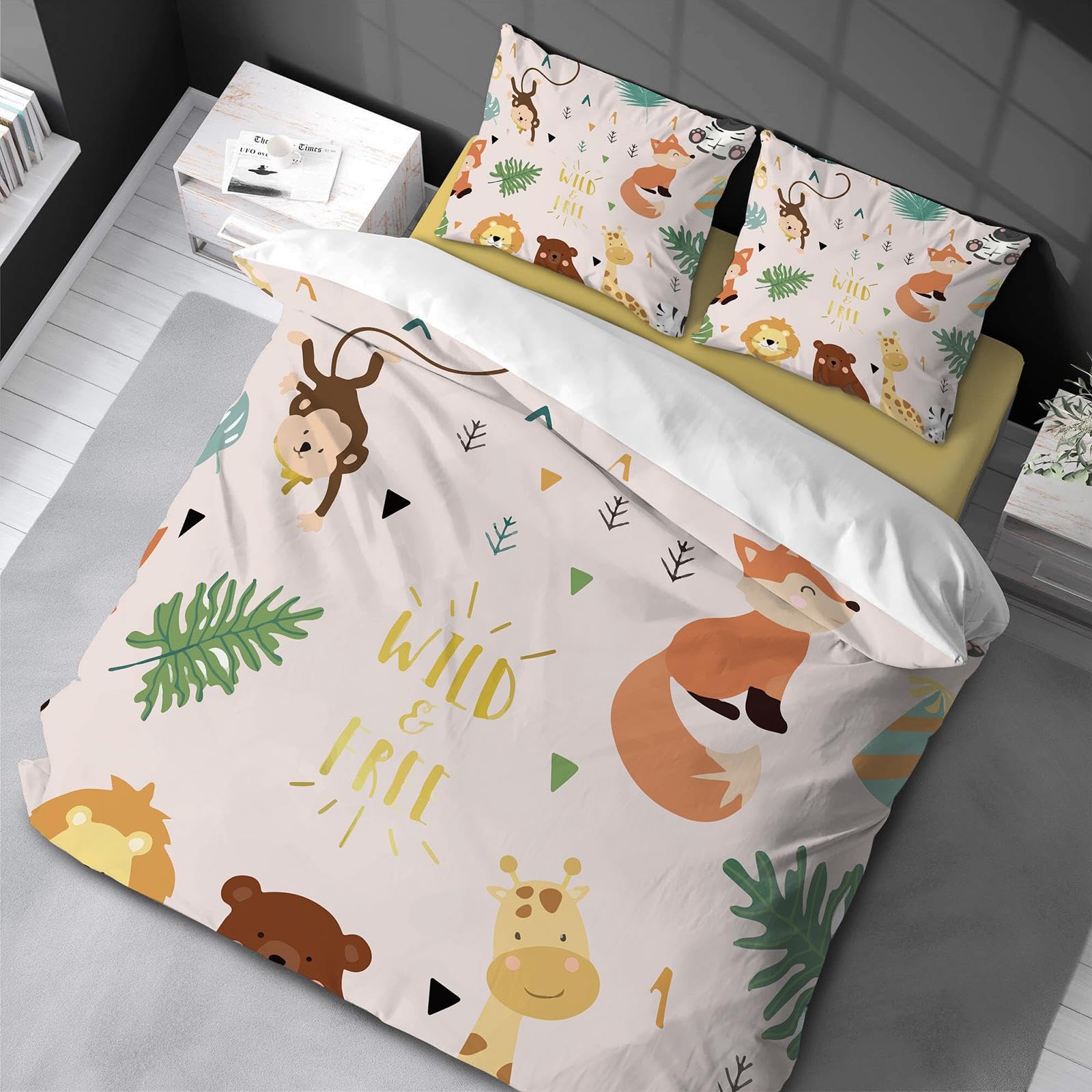 Housse de couette lion et singe pour transformer la chambre des petits