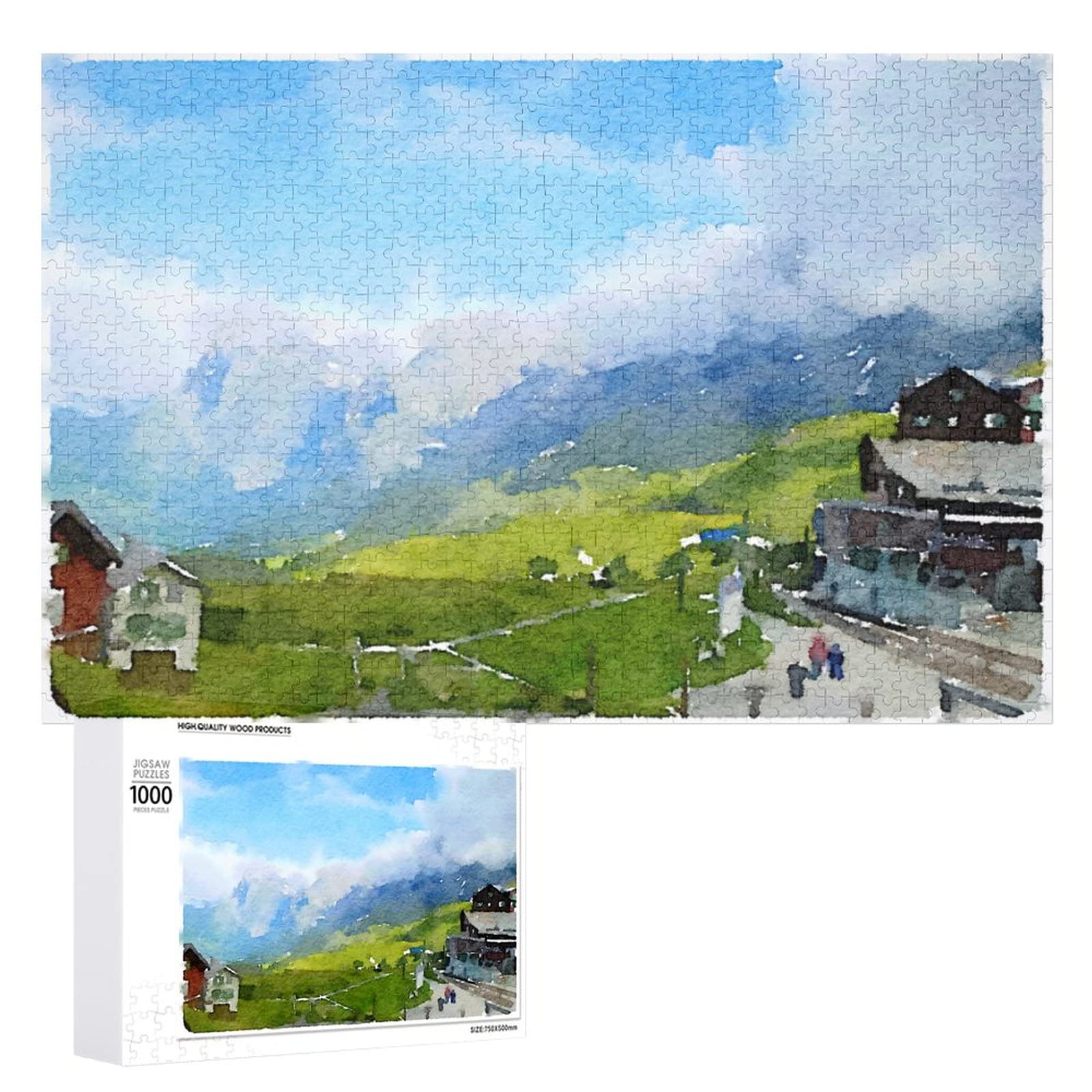 Amazon | 木製絵パズル 1000ピース ピース,スイスの美しい風景 パズル 