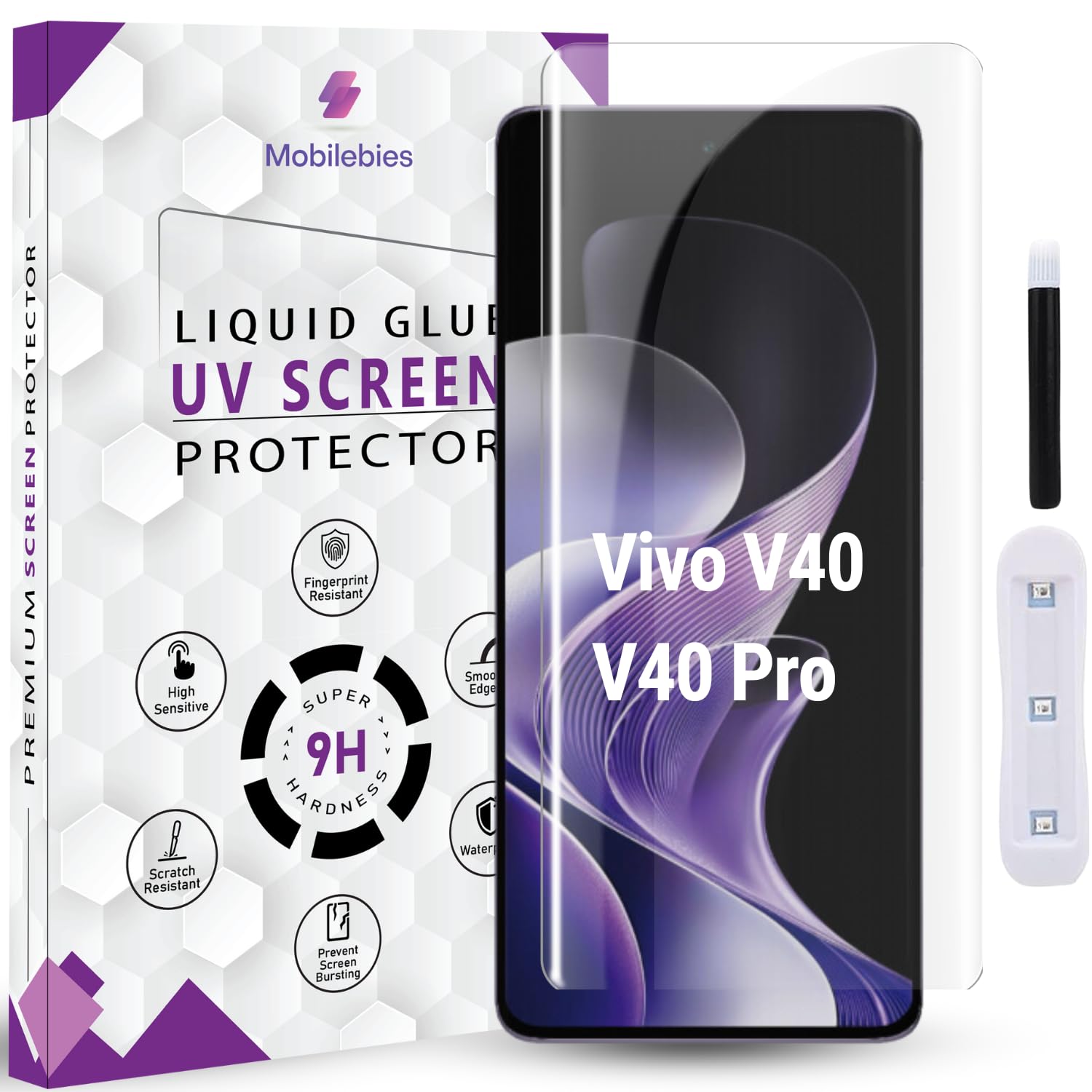 Premium HD+ UV Tempered Glass Screen Protector For Vivo V40 / V40e / V40 Pro (6.78 Inch, Pack of 1) Full Adhesive UV Curved Screen Protector Case Friendly HD Clarity with installation kit-image-6