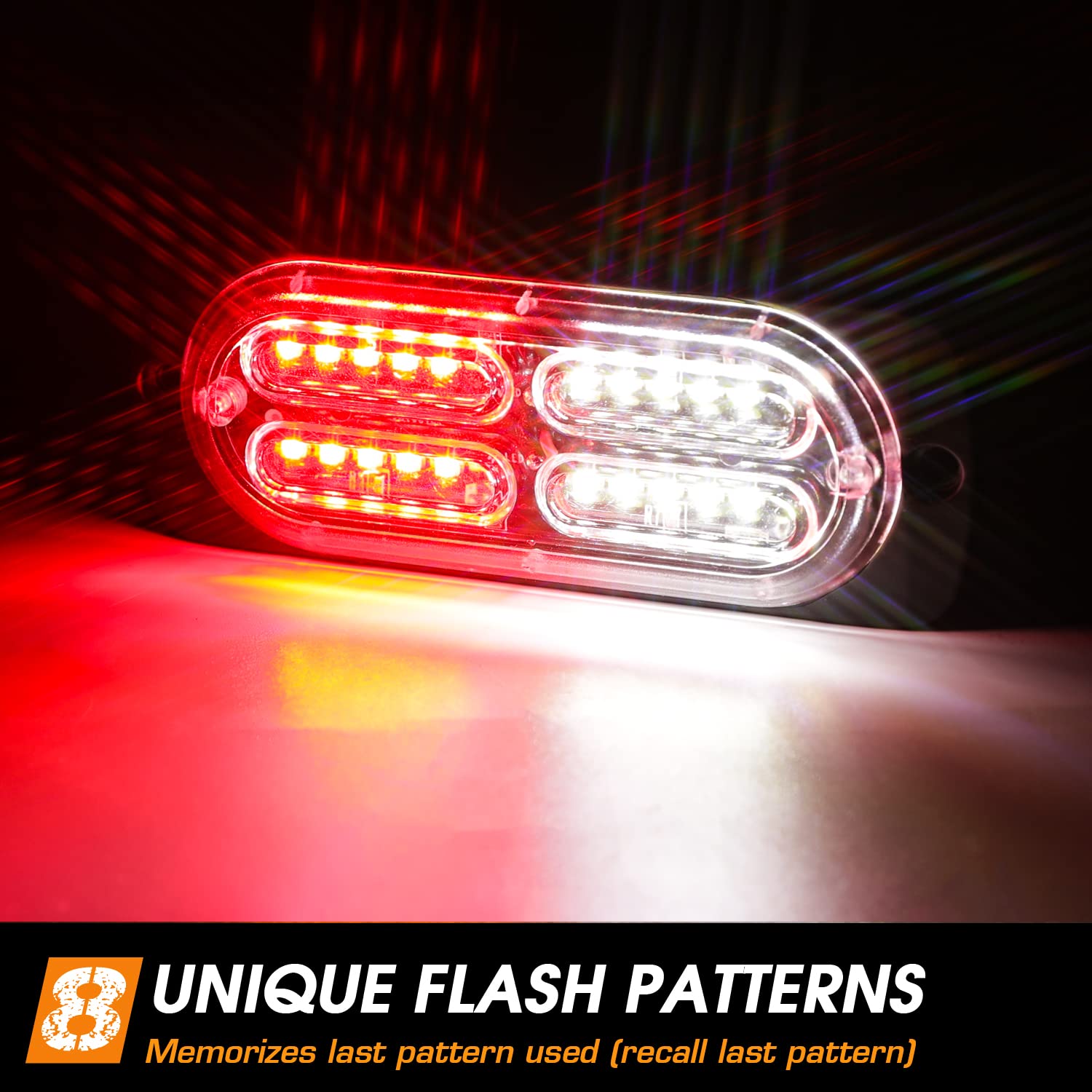 LINKITOM 4 luces estroboscópicas de advertencia de peligro de emergencia con 24 LED para montaje en superficie (rojo y blanco)