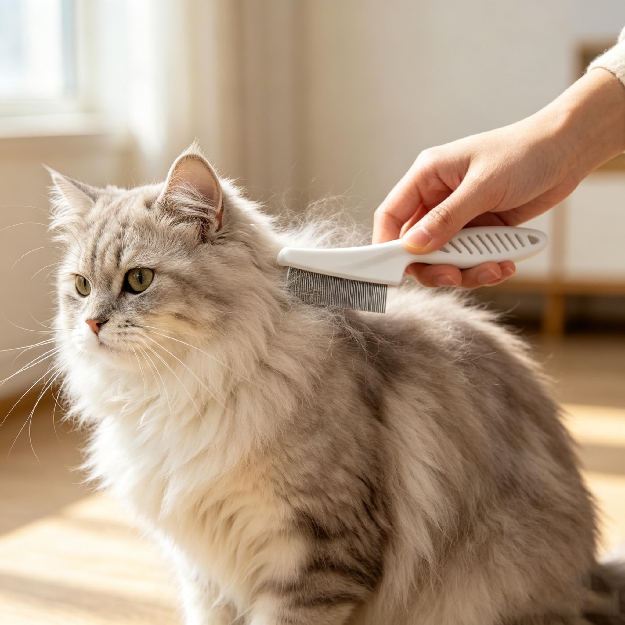 Haarpflege Kamm für Haustiere Hunde Katzen, Schonender Metallkamm mit abgerundeten Zinken zur Entfernung von Ungeziefer & lose Haare Praktischer Tierpflegekamm für tägliche Fellreinigung