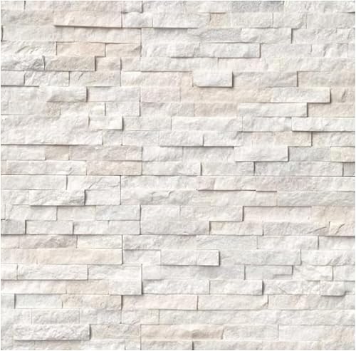 Arctic White Ledger Panel de 6 pulgadas x 24 pulgadas. Azulejo de piedra natural para pared de chimenea, exterior, interior, 30 piezas