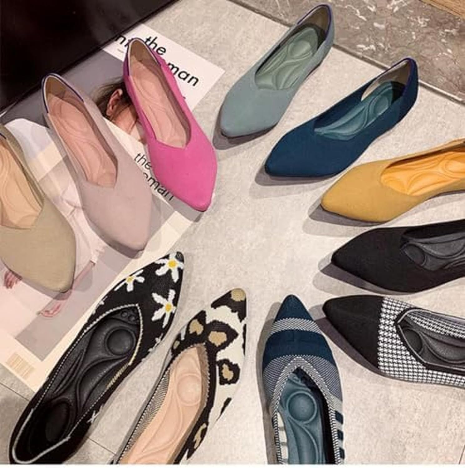 BEOTA] パンプス レディース ニット編み ストレッチ素材 ぺたんこ靴 