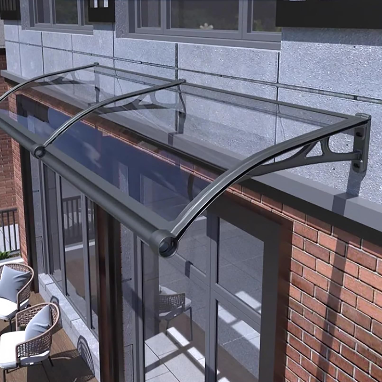 Auvent de porte pluie protection extérieure entrée en polycarbonate 120x120