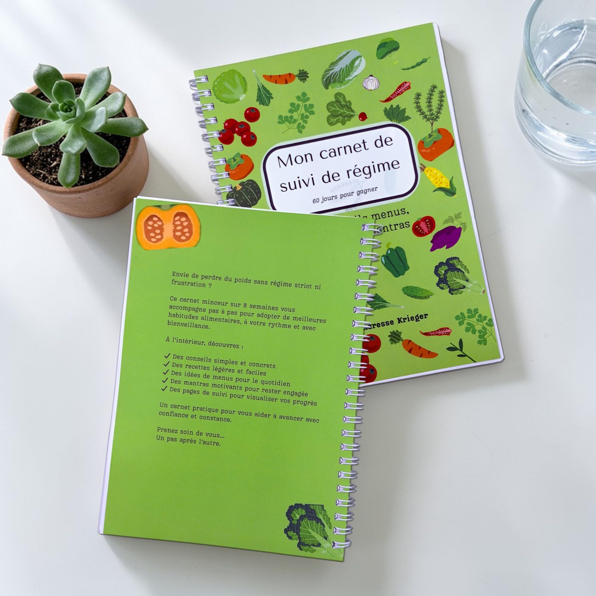 Générique Carnet minceur 8 semaines – Journal alimentaire avec suivi, menus, recettes et motivation