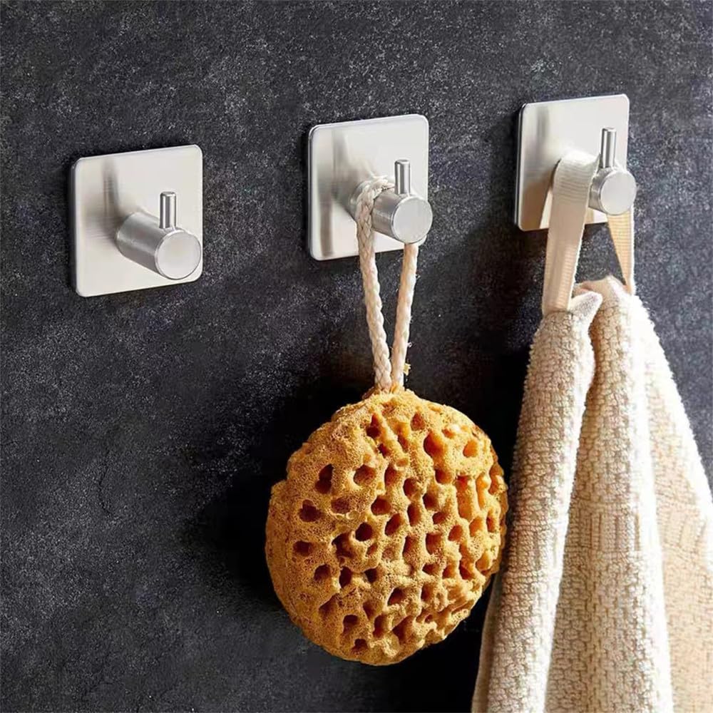 Appendiabiti da bagno appendiabiti Ganci autoadesivi in ​​acciaio inossidabile da 4 pezzi Ganci for asciugamani adesivi neri Ganci da parete resistenti e impermeabili, Nero e(Color:Black B)