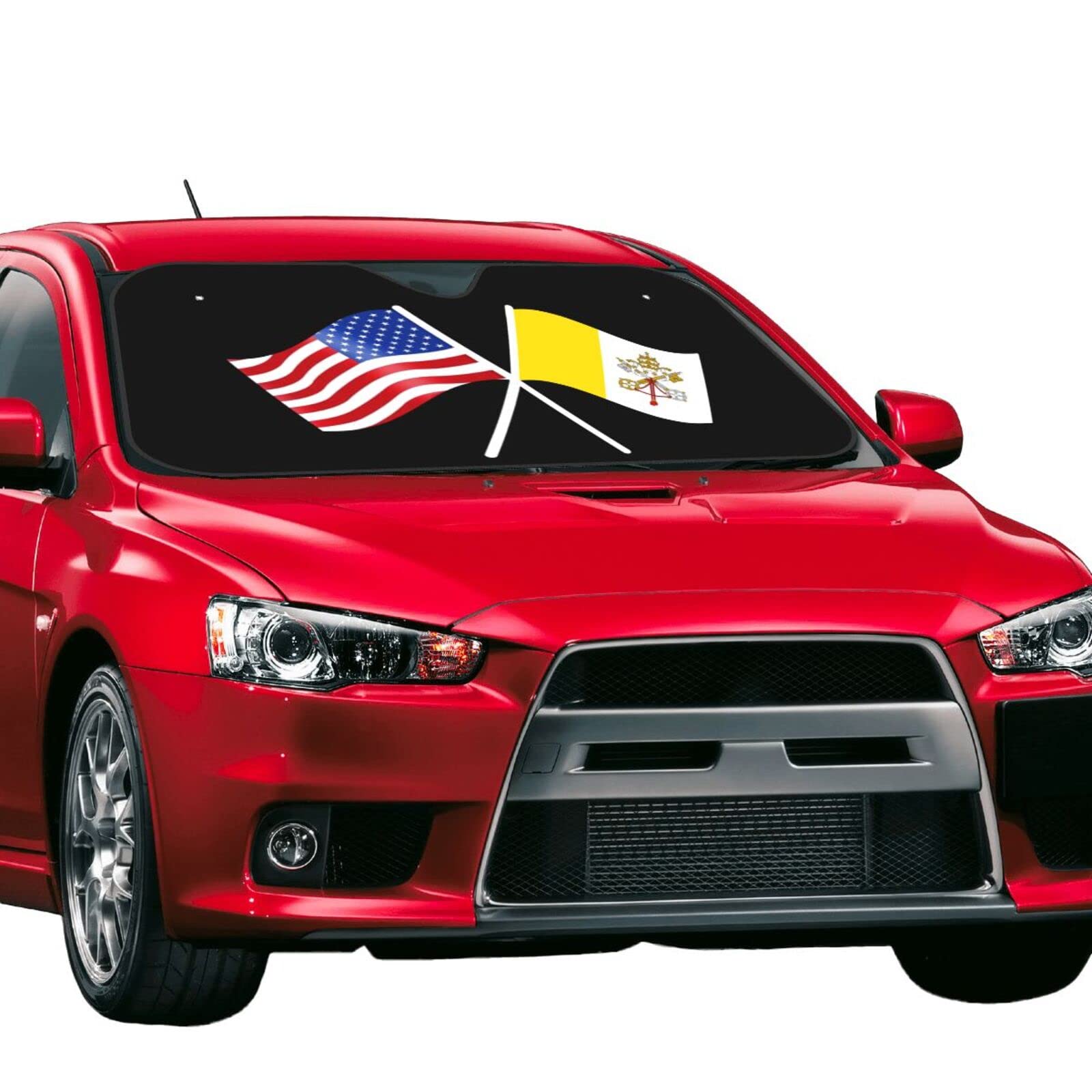 Windshield Sun Shade for Car Durable Bubble Aluminum Film Material American and Vatican City Flag Car Sun Visor