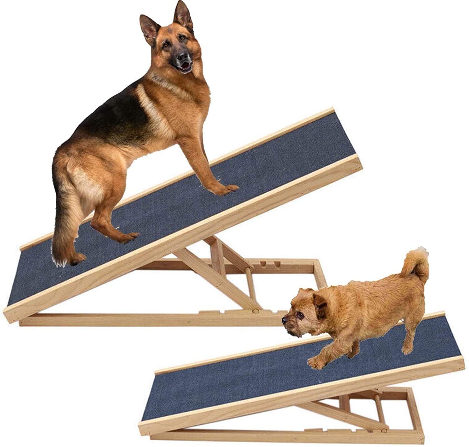 Hundetreppe Hunderampe Katzen Rampe für Auto Höhenverstellbar Hunderampe und Flach Zusammenklappbar Hunderampe, Anti-Rutsch Rampe für Hunde Auto , 70cm Lang