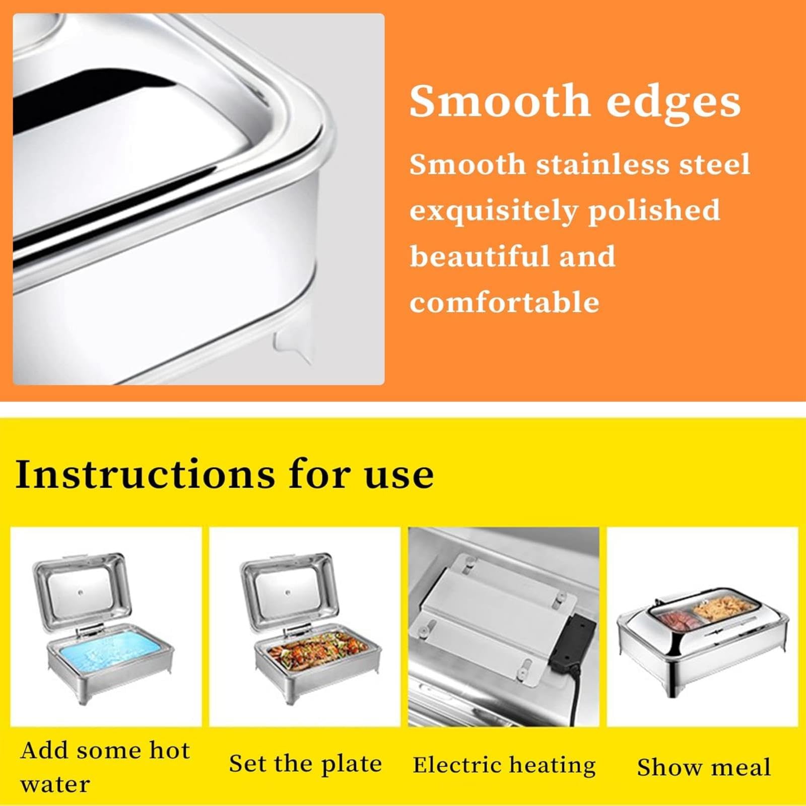 Scaldavivande Elettrico in Acciaio Inox con Coperchio Trasparente, Ideale per Buffet E Banchetti Professionali (GN1/3)