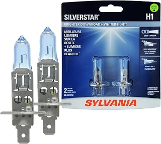 SYLVANIA - H1 SilverStar - High Performance Halogen Headlight Bulb, High Beam, Low Beam and Fog Replacement Bulb, Brighter Downroad with Whiter Light (Contains 2 Bulbs)