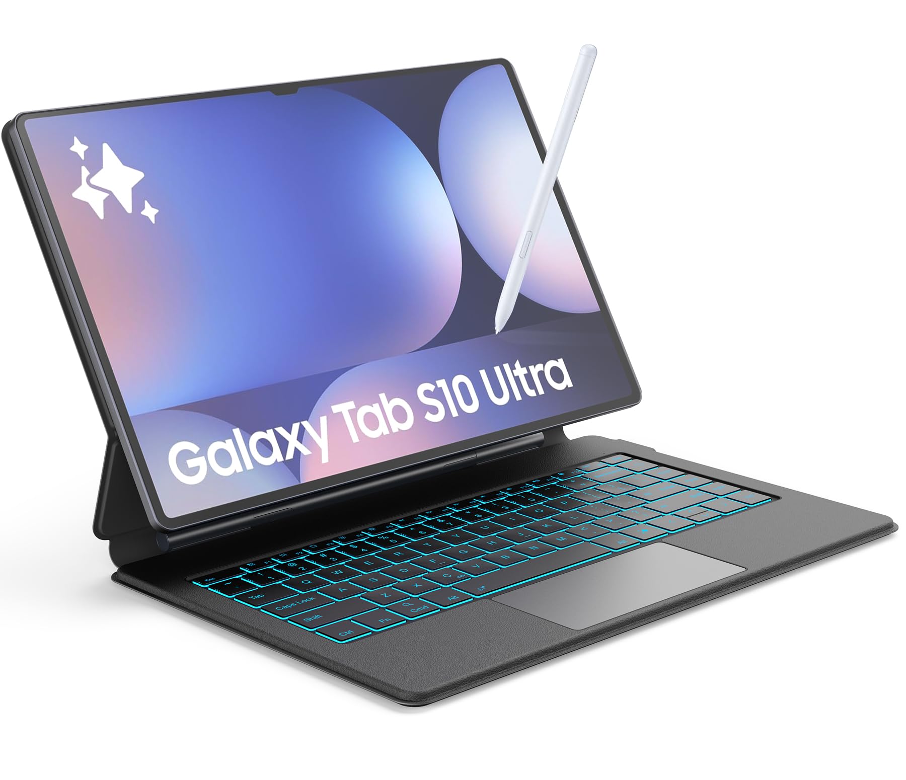 for Samsung Galaxy Tab S10 Ultra S9 Ultra Keyboard Magnetic Case 14.6'' Magic-Style Floating Cantilever Stand, Dex Mode, 3-Level 7 Color Backlit, Built-in trackpad Charcoal Black