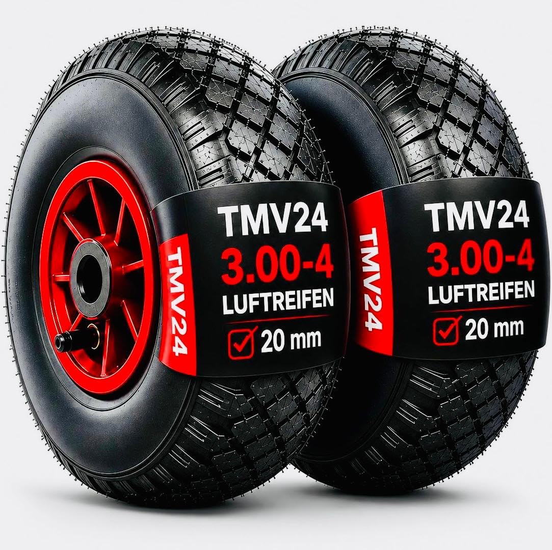 2 x Sackkarrenrad Gummi 3.00-4 (260x85) Reifen Luftrad Bollerwagen Rad TB023