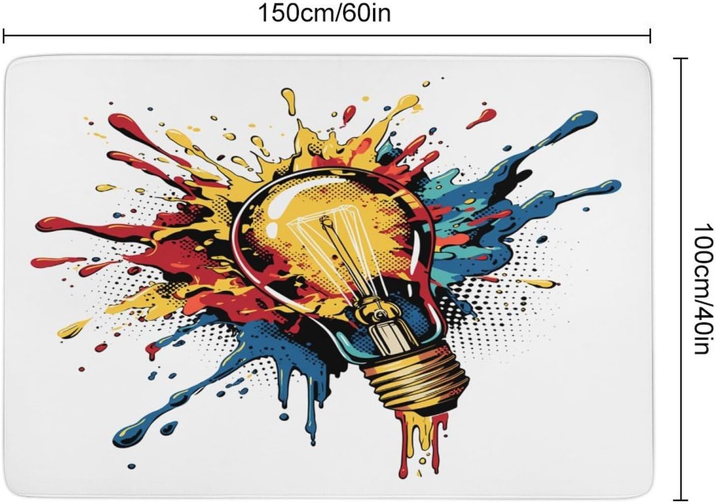 Doodle Light Bulb Soft Coral Velvet Rug, Non-Slip PVC Back Absorbent Floor Mat 60×150cm