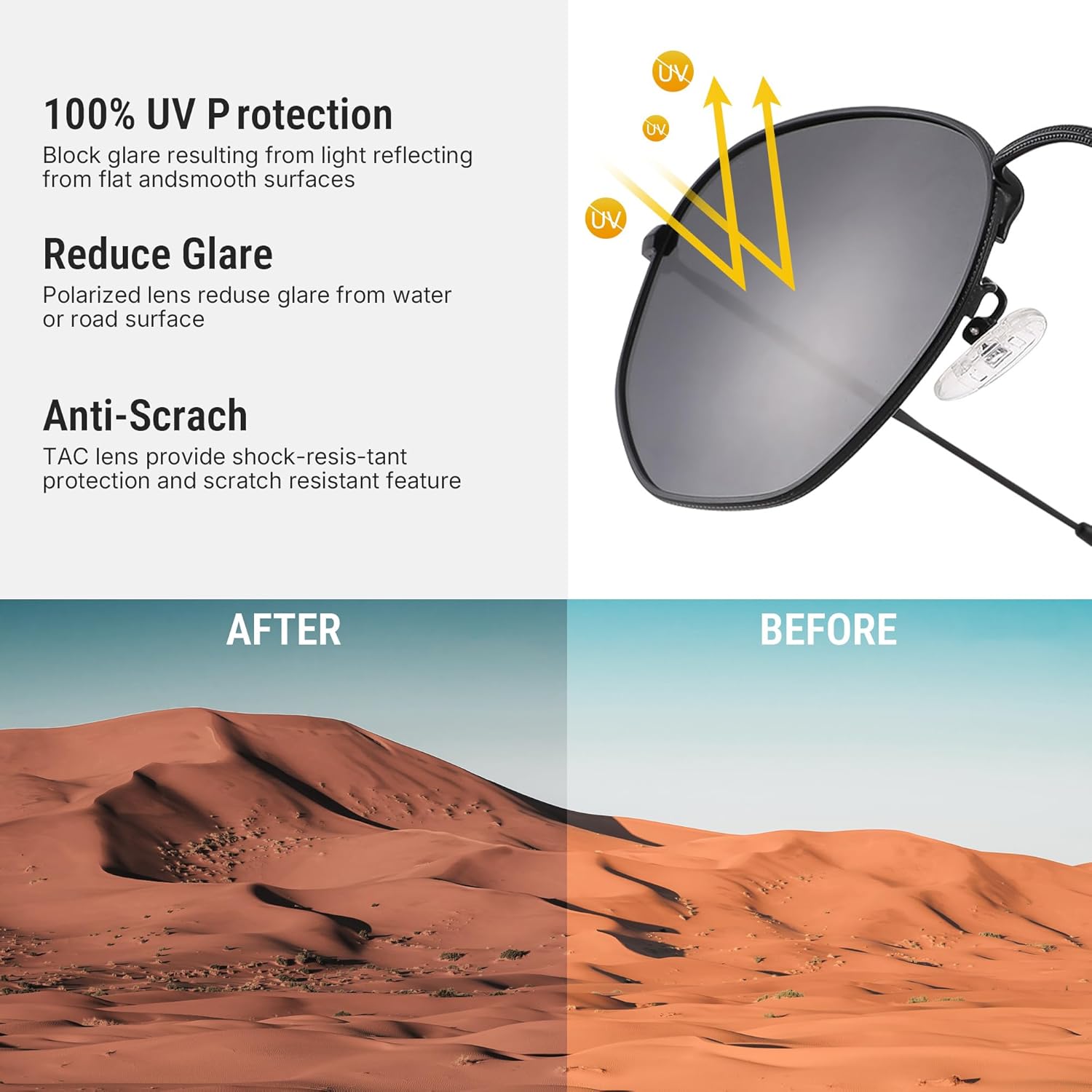 Pro Acme Polarized Hexagon Sunglasses for Women Men Square Metal Frame UV Protection for Driving Outdoor - Image 6