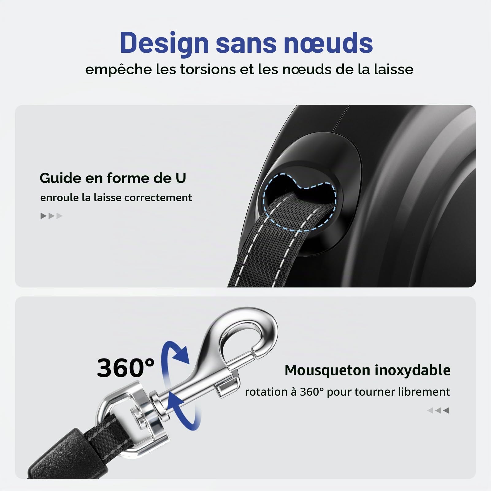 Pecute Laisse Chien Enrouleur 10m, Laisses Rétractables pour Chiens(Jusqu'à 50Kg), avec Un Boutton S'arrêter Bloquer, Ruban en Nylon avec Coutures Réfléchissantes, pour Petit, Moyen et Grand Chiens