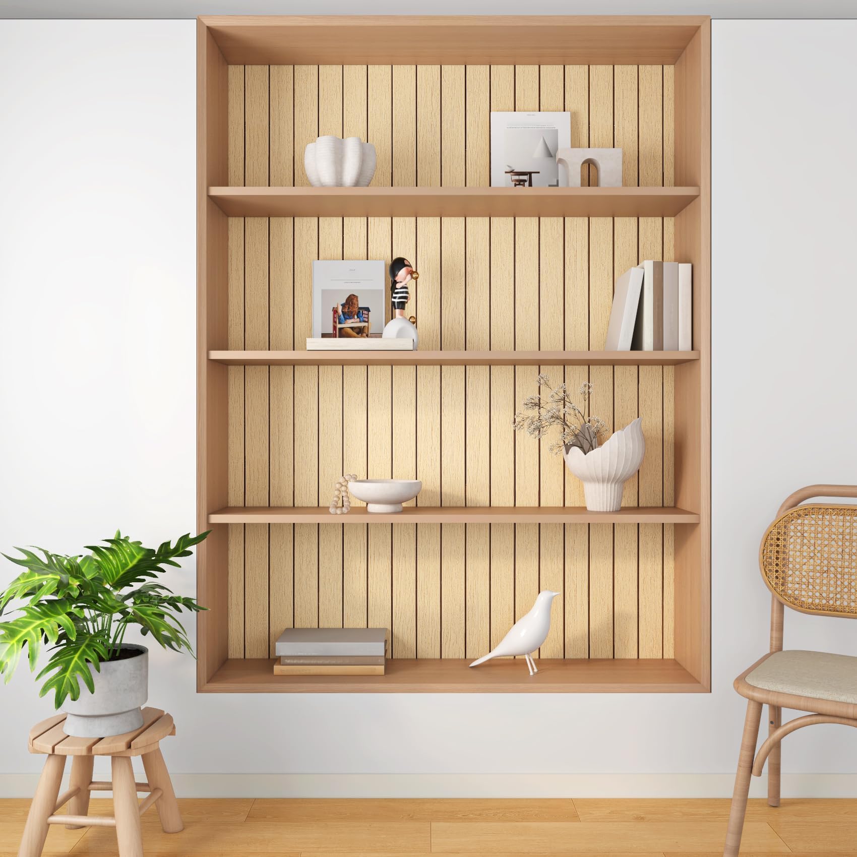 Yenhome Paneles 3D de Madera Decorativos Paneles para Pared Roble 90x500cm Vinilo 3D Adhesivo Pared Efecto Madera PVC Panel Acustico Decorativo Adhesivos Roble para Salon Dormitorio Garaje Cocina