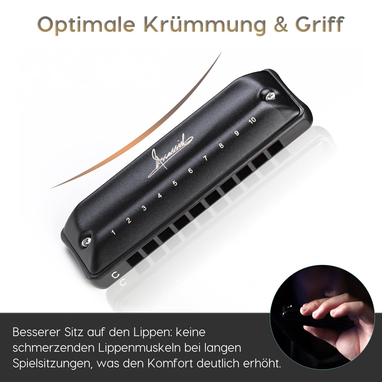 JDR Blues Mundharmonika für Erwachsene – C Assassin, schwarz | Professionelle Spieler, Bühnenauftritte, wärmebehandelte Blätter, Anti-Pfeif-Design, luftdichte Konstruktion