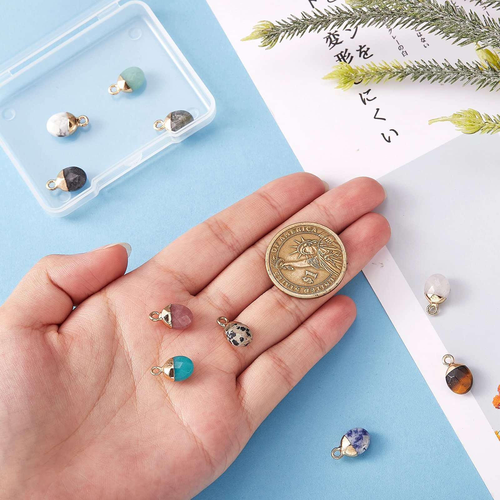 BEEFLYING Ciondoli con pietre preziose naturali a forma di fodero ciondoli pietre preziose sfaccettate cristallo agata pietra charms per gioielli collane fabbricazione braccialetti