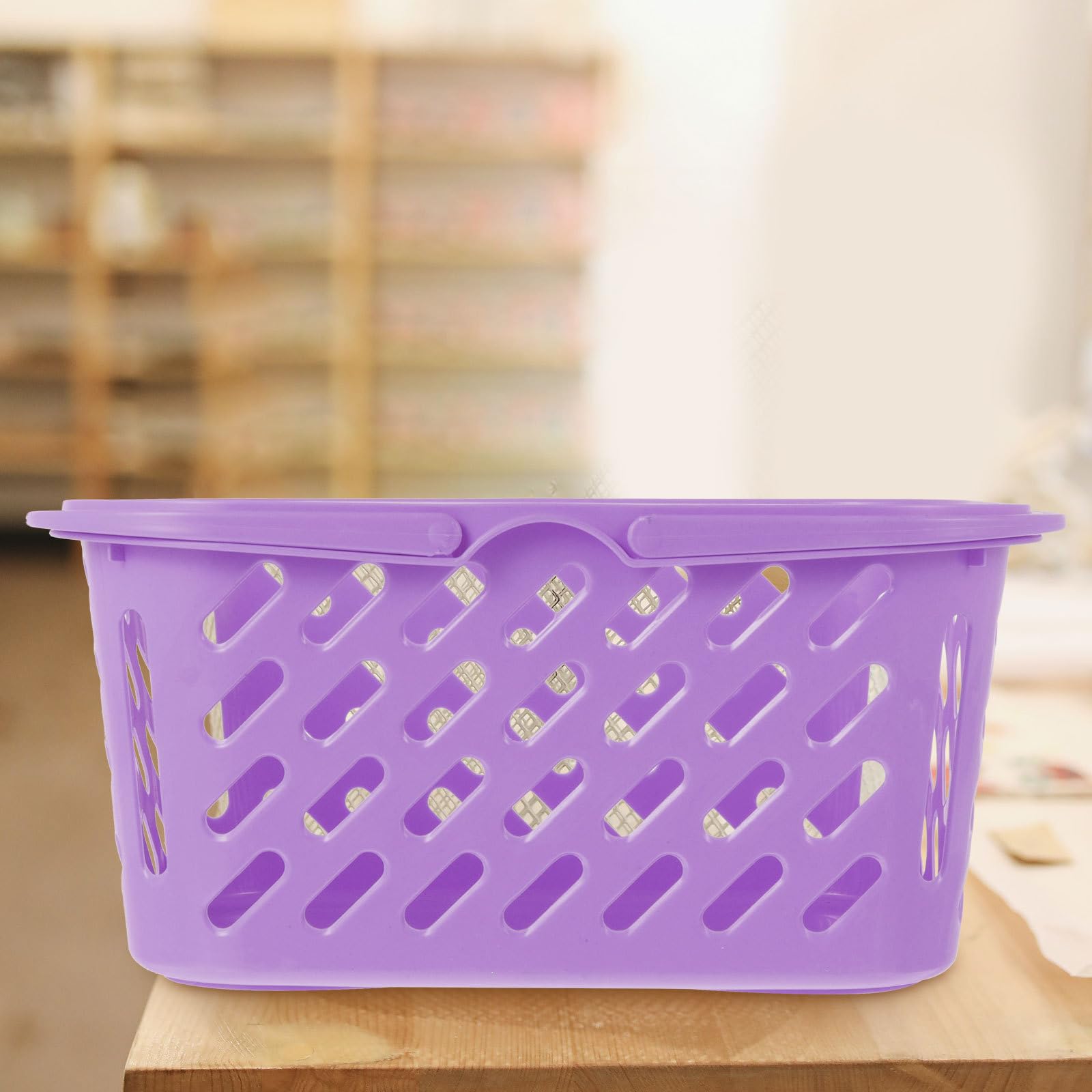 Cesta de Plástico Grueso para Compras 6l Pequeña Doble Asa Color Púrpura Práctica para Supermercado y Almacenamiento Doméstico