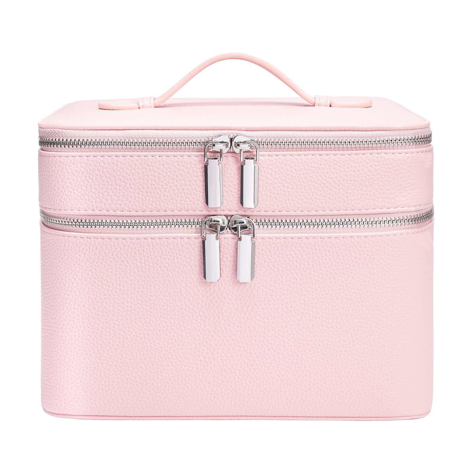 Soporte para cosméticos de viaje de PU, moderno, con áreas separadas para cepillos y artículos diarios, caja de maquillaje de carcasa