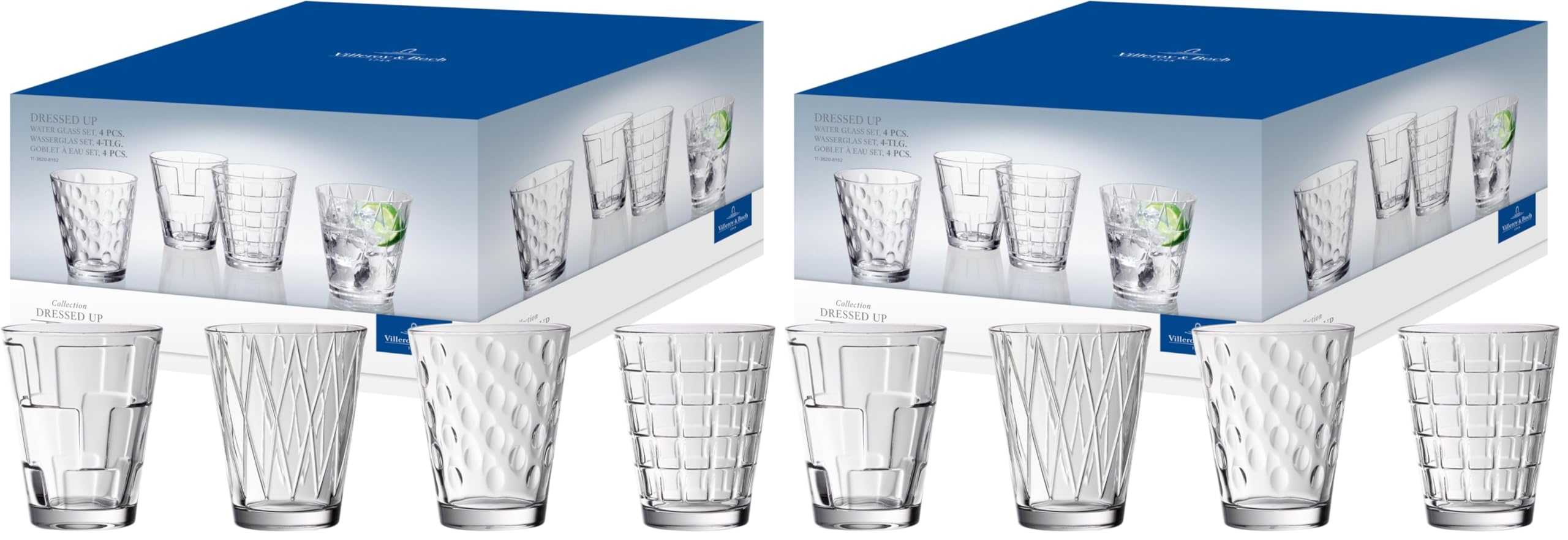 Set vasos de cristal claros Villeroy & Boch Dressed Up para cenas elegantes y comidas diarias