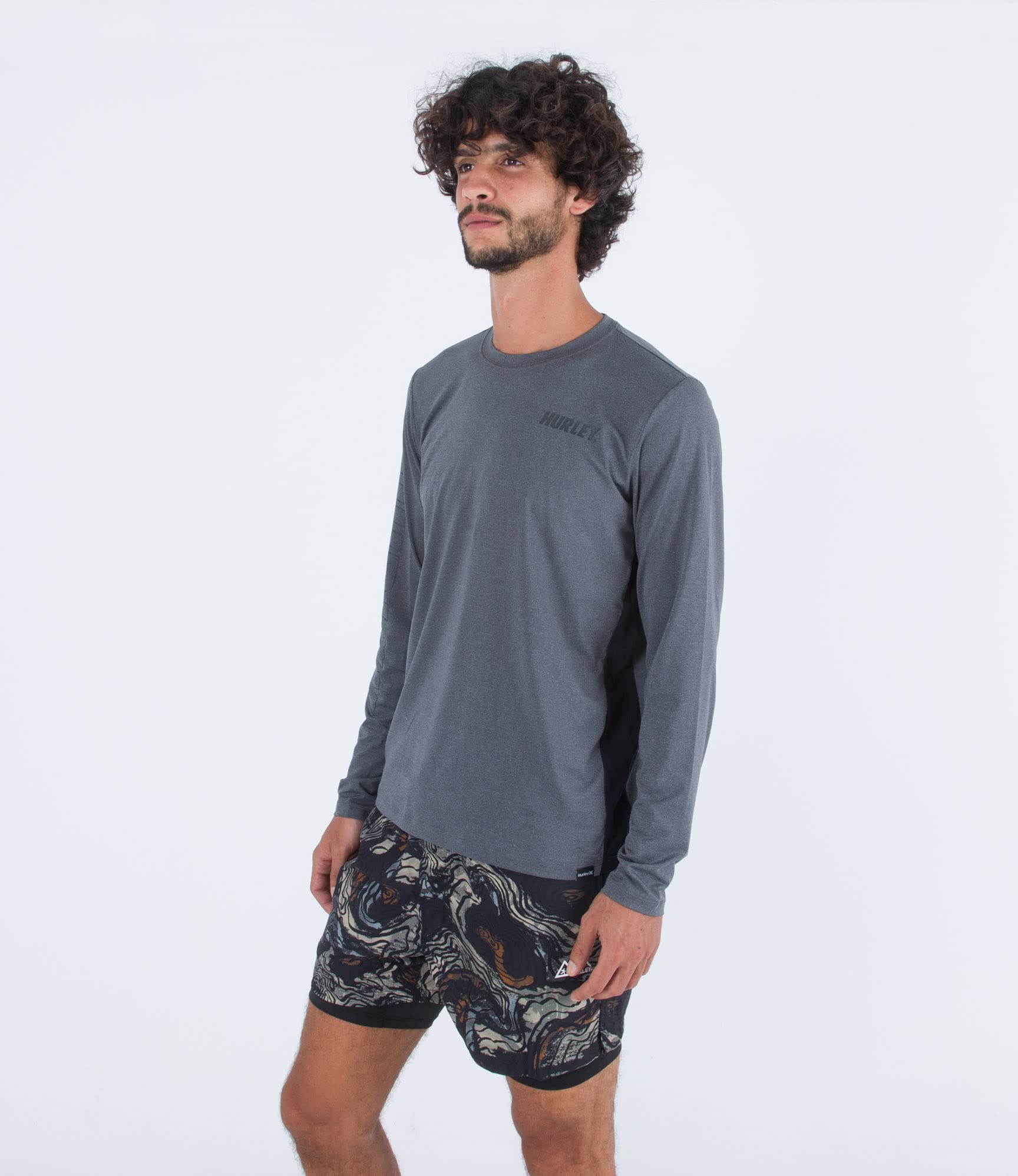 Hurley Herren H2o-dri Easton Fastlane UPF Ls Top Rash Guard Shirt