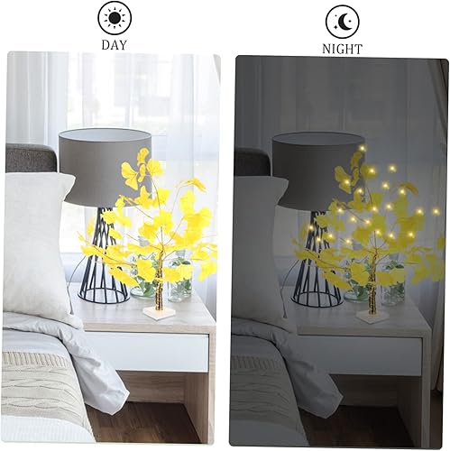 Miniatura 3 de VOSAREA Lámpara de árbol de Ginkgo, 2 unidades, luces de árbol simuladas, bonsái, árbol iluminado, ramas iluminadas, luz ambiental, árbol de hadas,