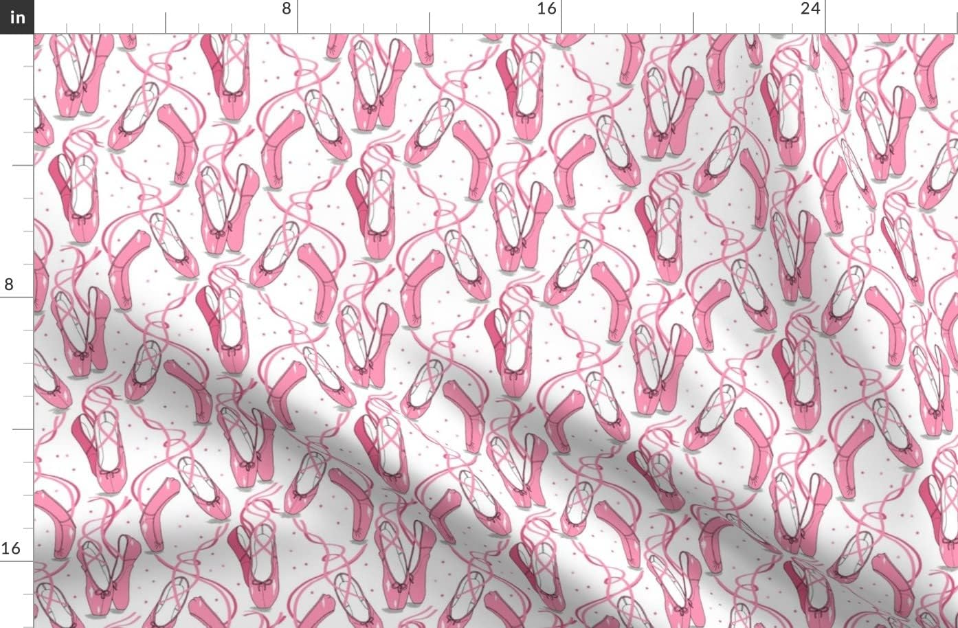 Spoonflower Fabric - Pink Ballet Shoes Dance Girls Printed on Organic Cotton Sateen Fabric by The Yard - Sewing Quilting Apparel Home Decor