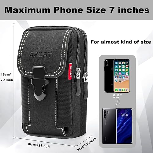 Miniatura 4 de Funda táctica para teléfono celular con 2 bolsas de teléfono para hombre, fundas de teléfono celular para hombres, soporte negro para teléfono