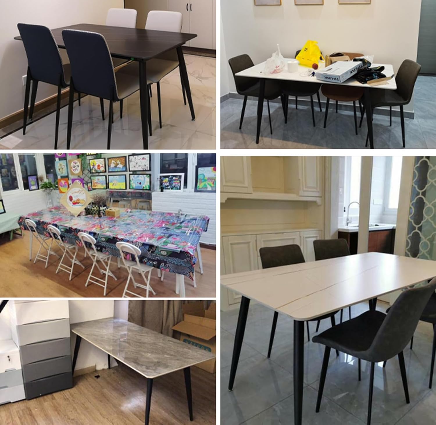 Metal Dining Table Leg Heavy Duty Industrial Rectangular Frame DIY Furniture Legs Coffee Table Legs with Screws Desk Workbench Cabinet Legs Adjustable Floor Protectors 150x75x72.5cm Black