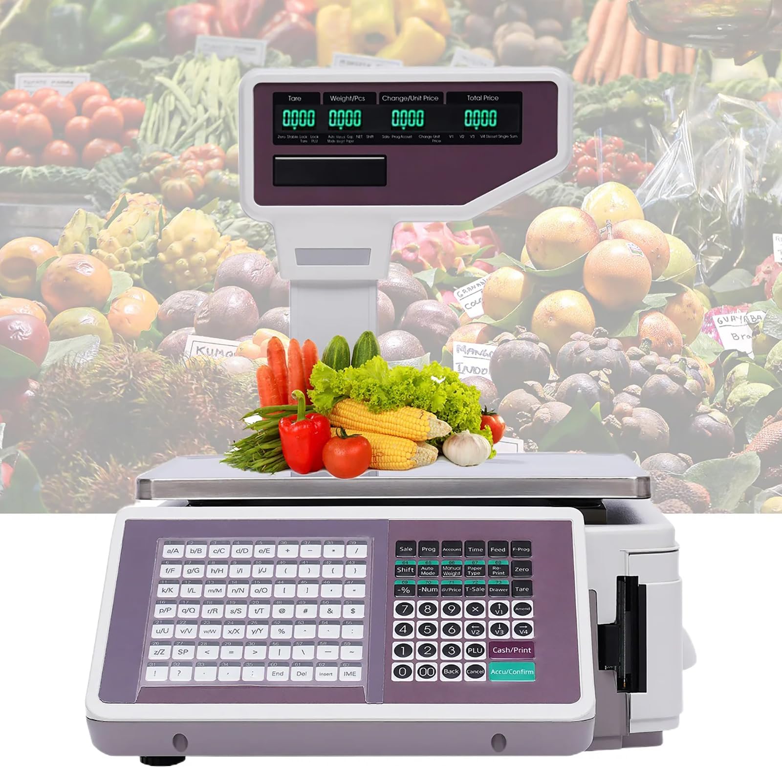 JKJZSALJ Digital Price Computing Scale With Thermal Label Printer, 30Kg Capacity - Electronic Weight Scale For Food Retail Store, Supermarket - Commercial Digital Scale For Accura