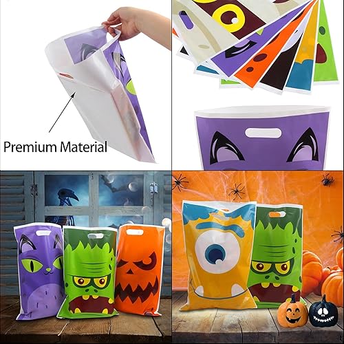 Miniatura 4 de DERAYEE Bolsas de Halloween para dulce o truco, paquete de 72 bolsas de dulces de Halloween, bolsa de regalo de plástico grande, suministros de